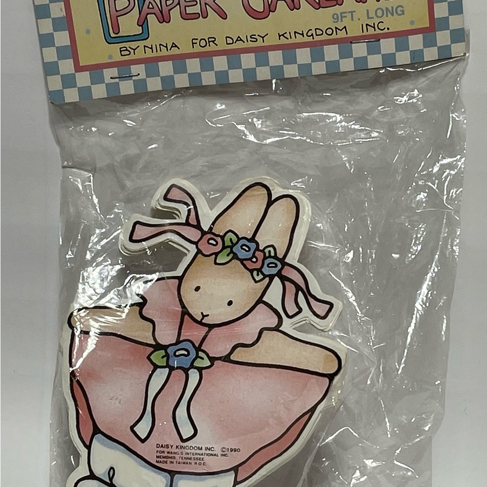 Daisy Kingdom Honey Bunny Pink Ballerina Party Paper Garland 9 Ft. VINTAGE 1990
